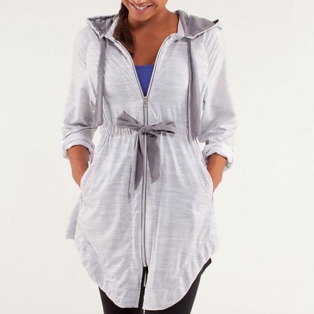 Rare!!  Lululemon Vitality Grey White Hooded Jacket